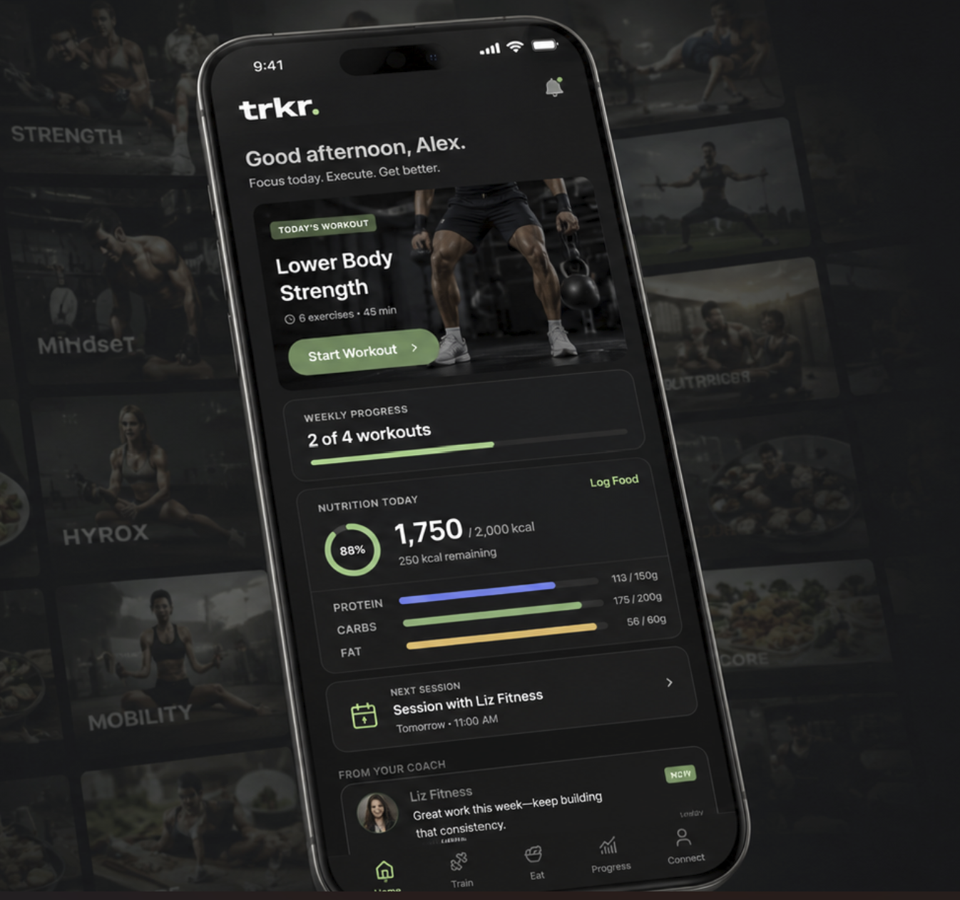 TRKR client app - workout, nutrition and progress tracking in one place